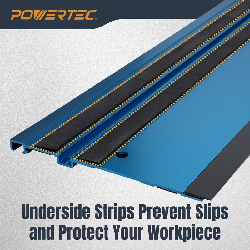 POWERTEC 72153 مجموعة وصلات سكة المنشار المتنقل 110" لمناشير ميلووكي | تشمل 2x55 سكة توجيه ألمنيوم و(2) موصلات سكة التوجيه لمشاريع النجارة - Image 5